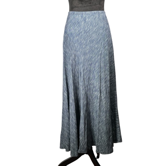 Soft Surroundings Blue Maxi Skirt Long Flowy Blue White Striped Loose Beachy - Picture 2 of 11